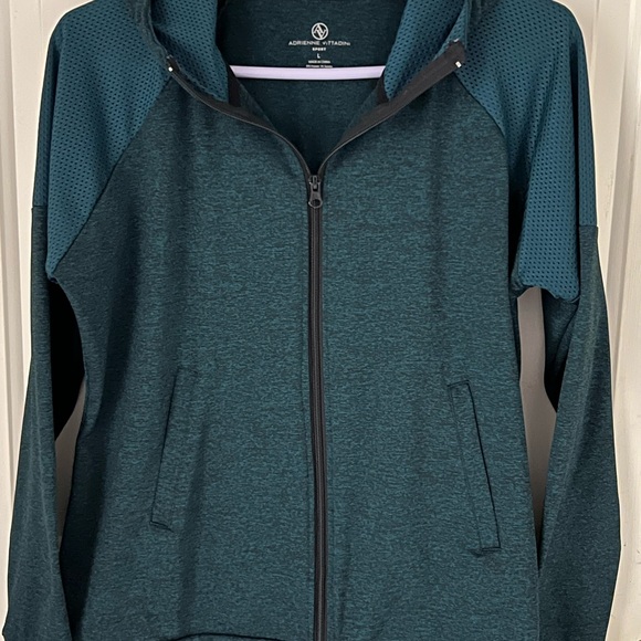 Adrienne Vittadini Tops - Women's Dark Green Zip-Up Hoodie by Adrienne Vittadini Size Large